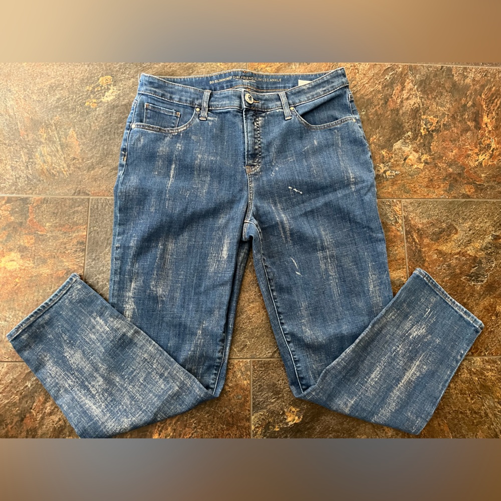 Chico’s so slimming girlfriend slim leg ankle dark wash metallic rinse. Size 12R - Picture 12 of 16